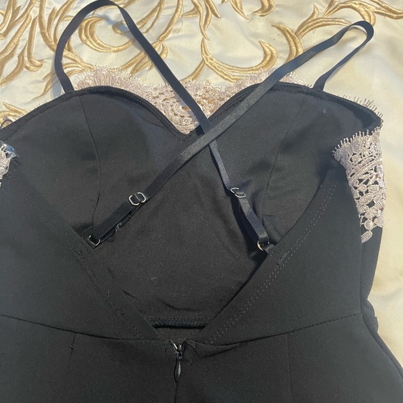 Haute Monde black cocktail dress w/ lace overlay S - Picture 10 of 14